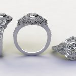 CAD Jewelry Design Ring with Diamonds