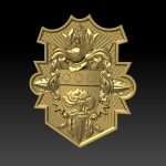 CAD Jewelry Design Crest Pendant Gold