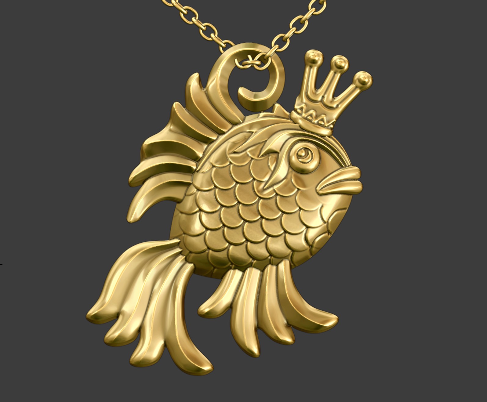 Gold-fish-pendant-necklace