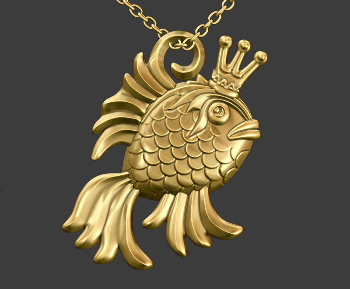 CAD-Model-Gold-fish-pendant-necklace