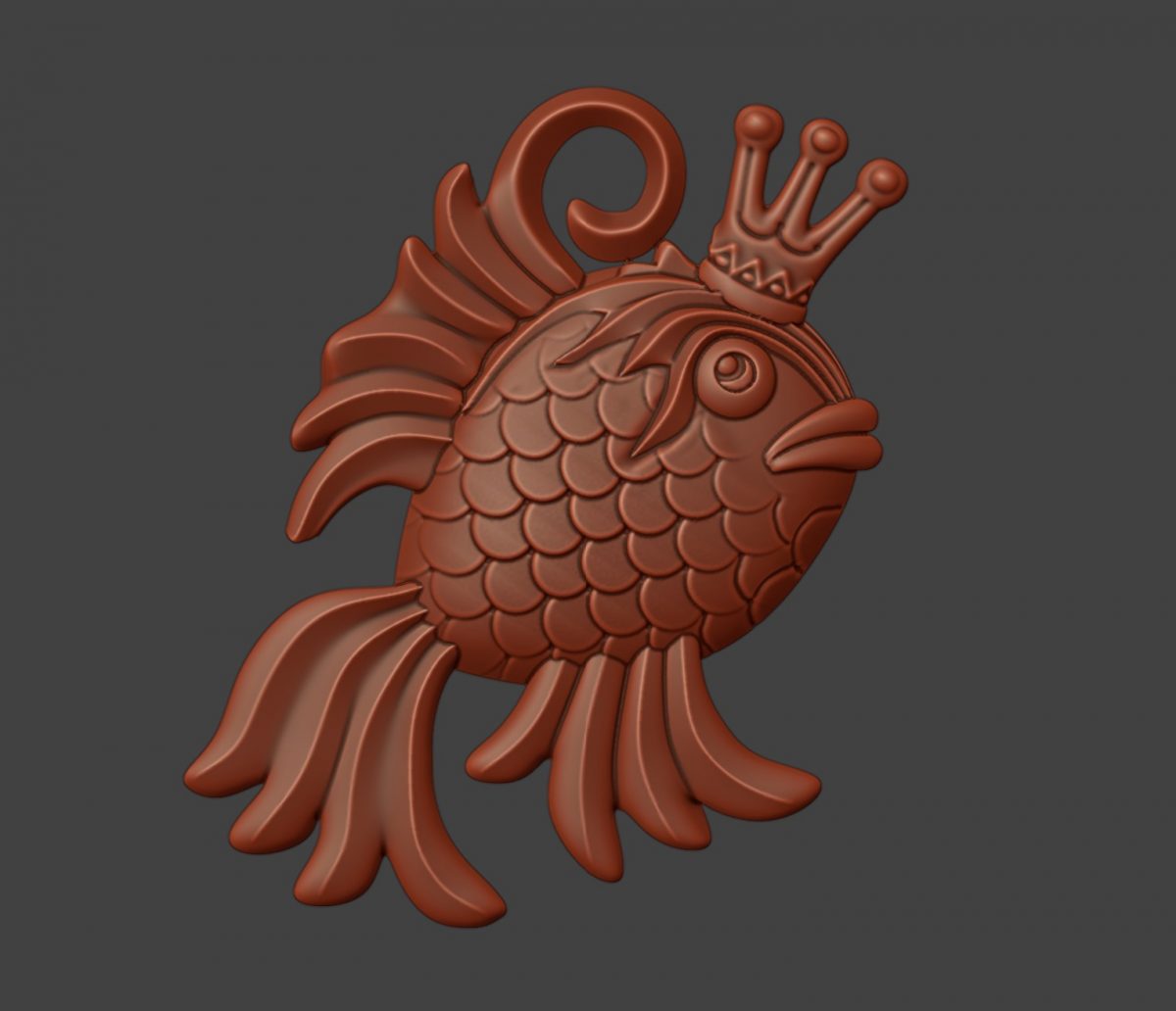 Gold-fish-pendant-necklace-3d model
