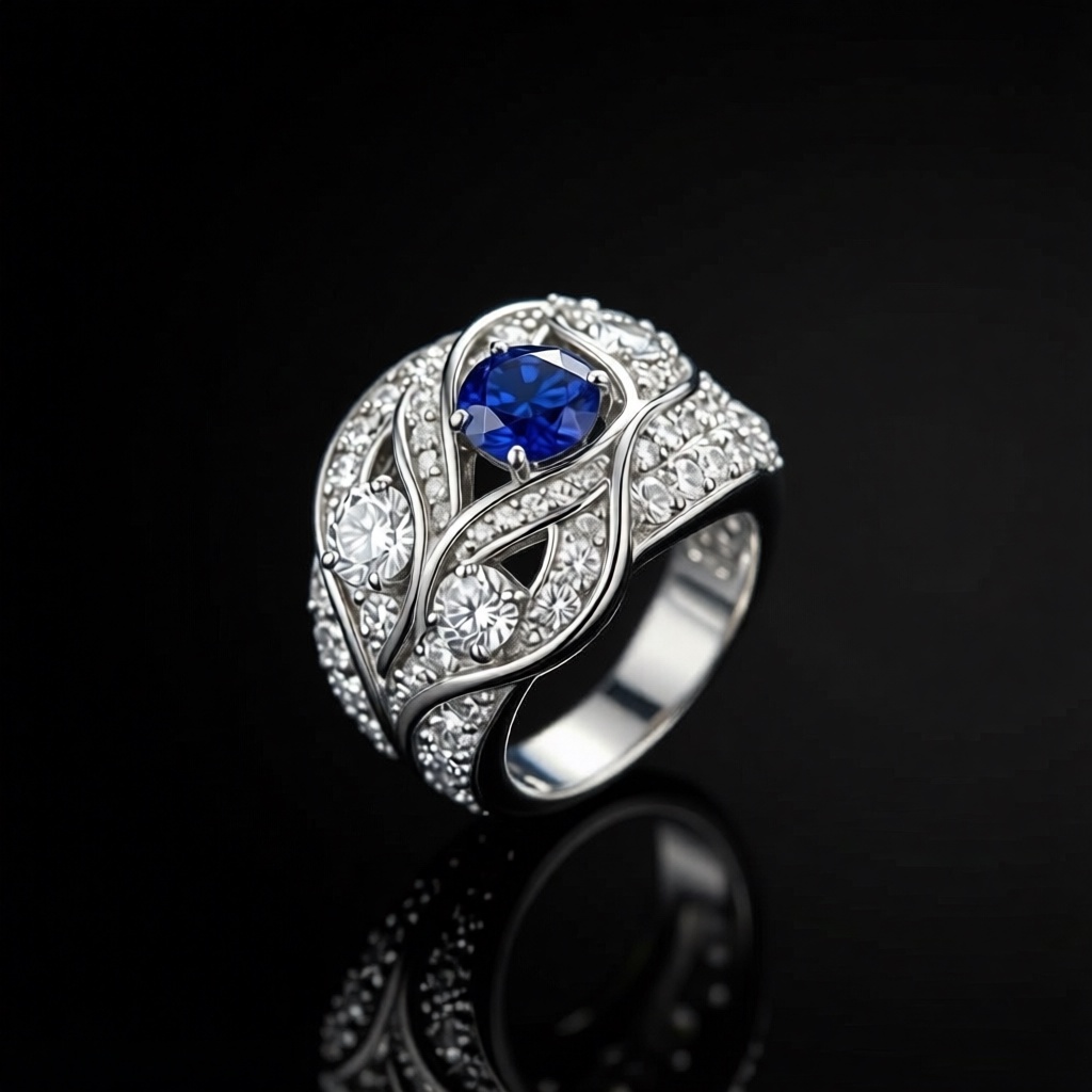 Royal Sapphire Wave Ring – Where Elegance Meets Modern CAD Jewelry Design