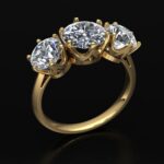 Custom Three Stone Diamond Ring CAD Design in Gold